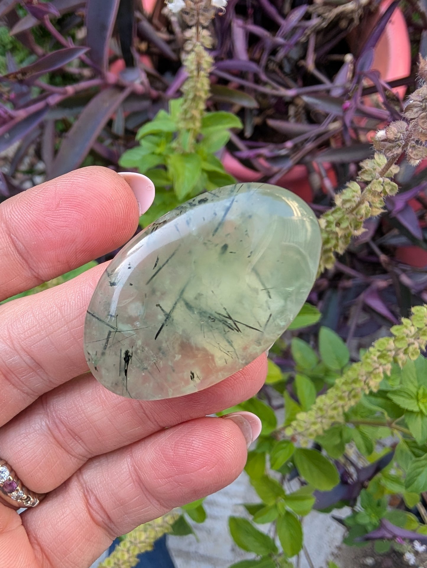 Phrenite cabochon. Oval . Green 40.5mm x 20mm