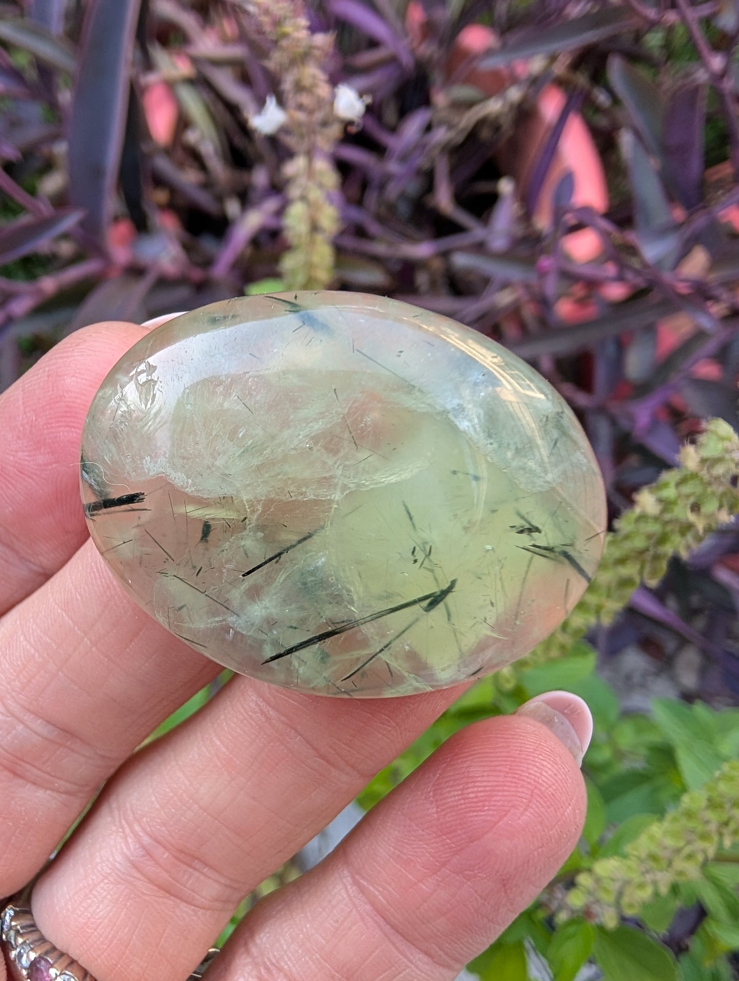 Phrenite cabochon. Oval . Green 38mm x 29mm