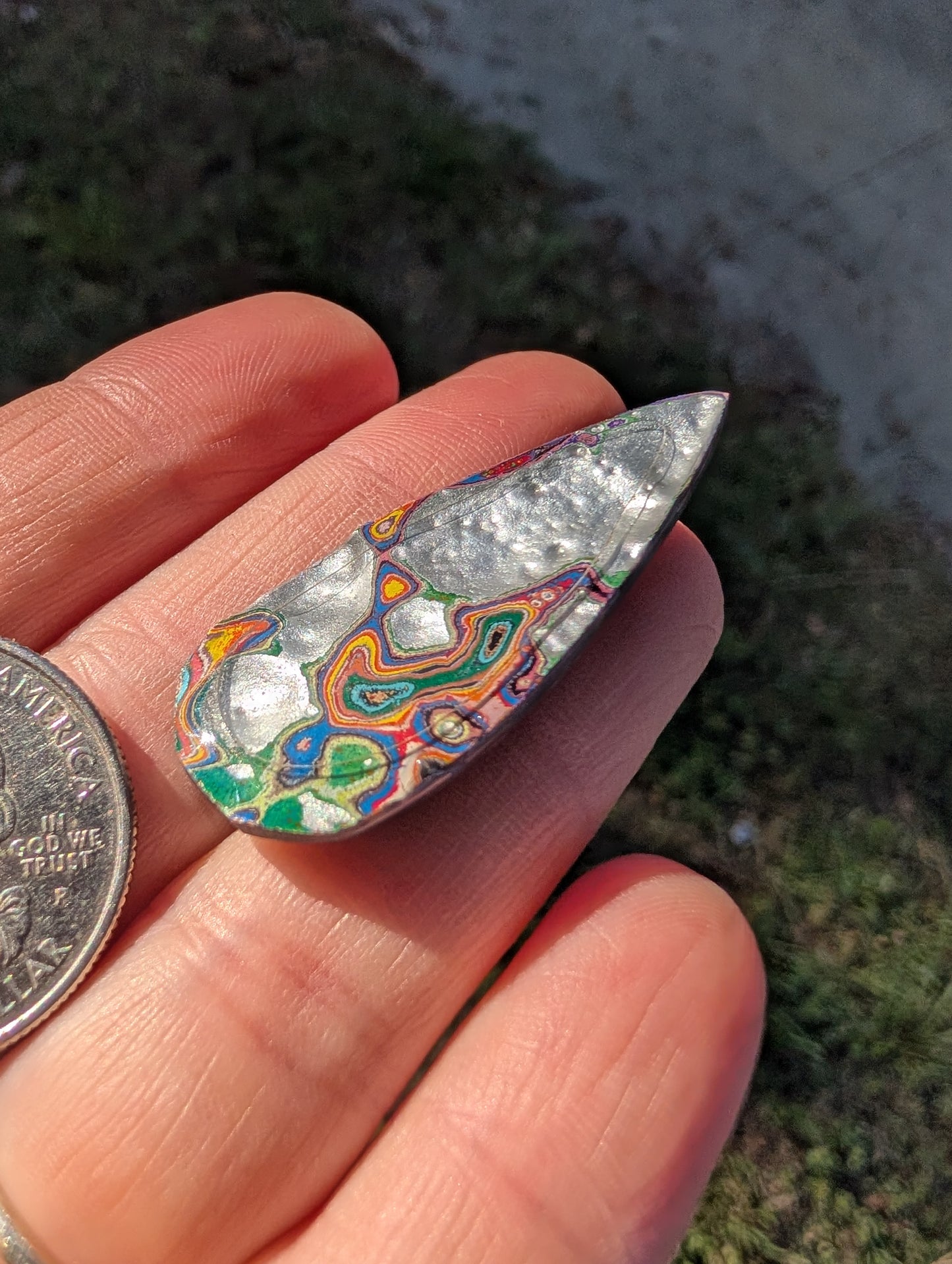 Graffiti Cabochon. multi color. Tear drop recycled wearable art jewelry making #2