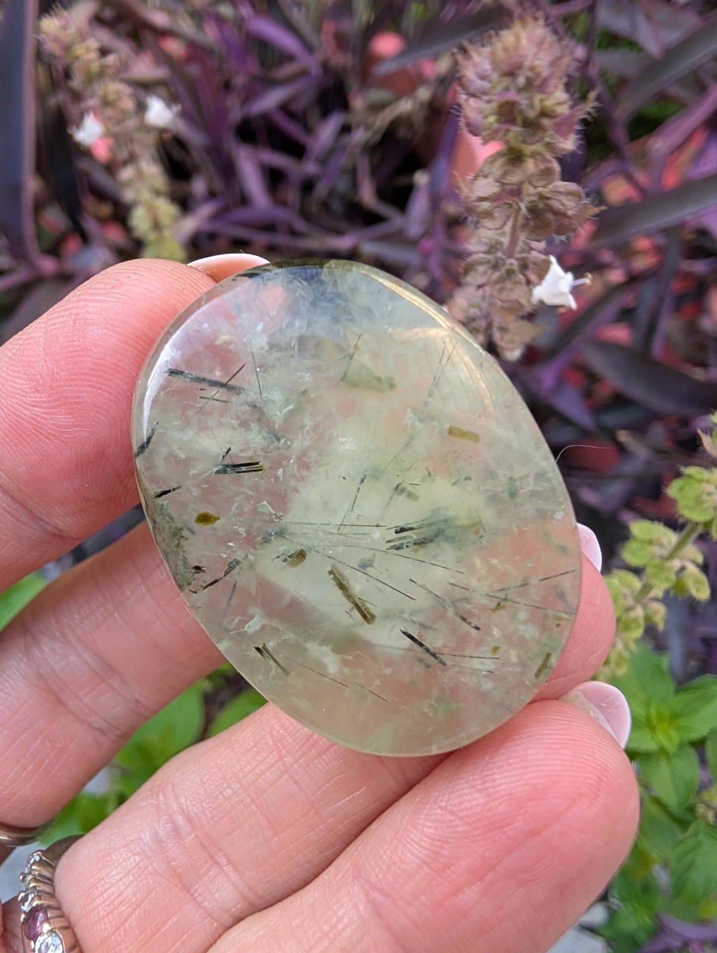 Phrenite cabochon. Oval . Green 39mm x 28mm