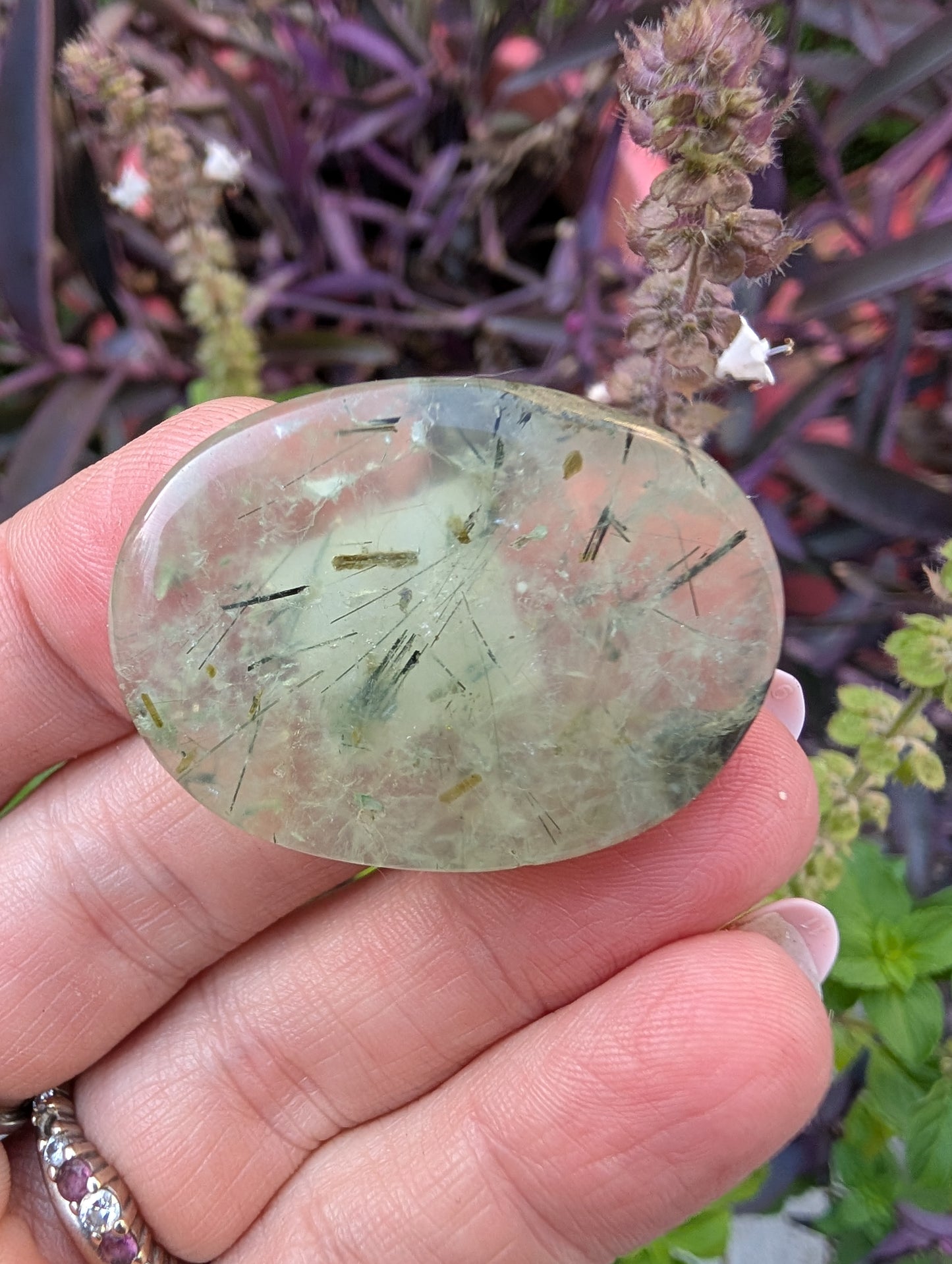 Phrenite cabochon. Oval . Green 39mm x 28mm