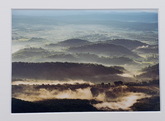 Landscape print. Scenery. Mountains. Fog. Photography. 5x7, 8x10 matte "Rising Mist" #1