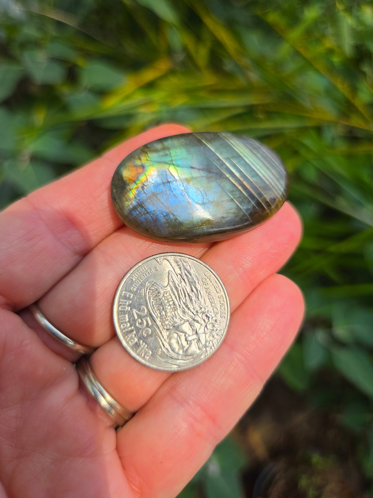 Labradorite Oval Cabochon 12.8g 40mm x 25mm Multi color flash