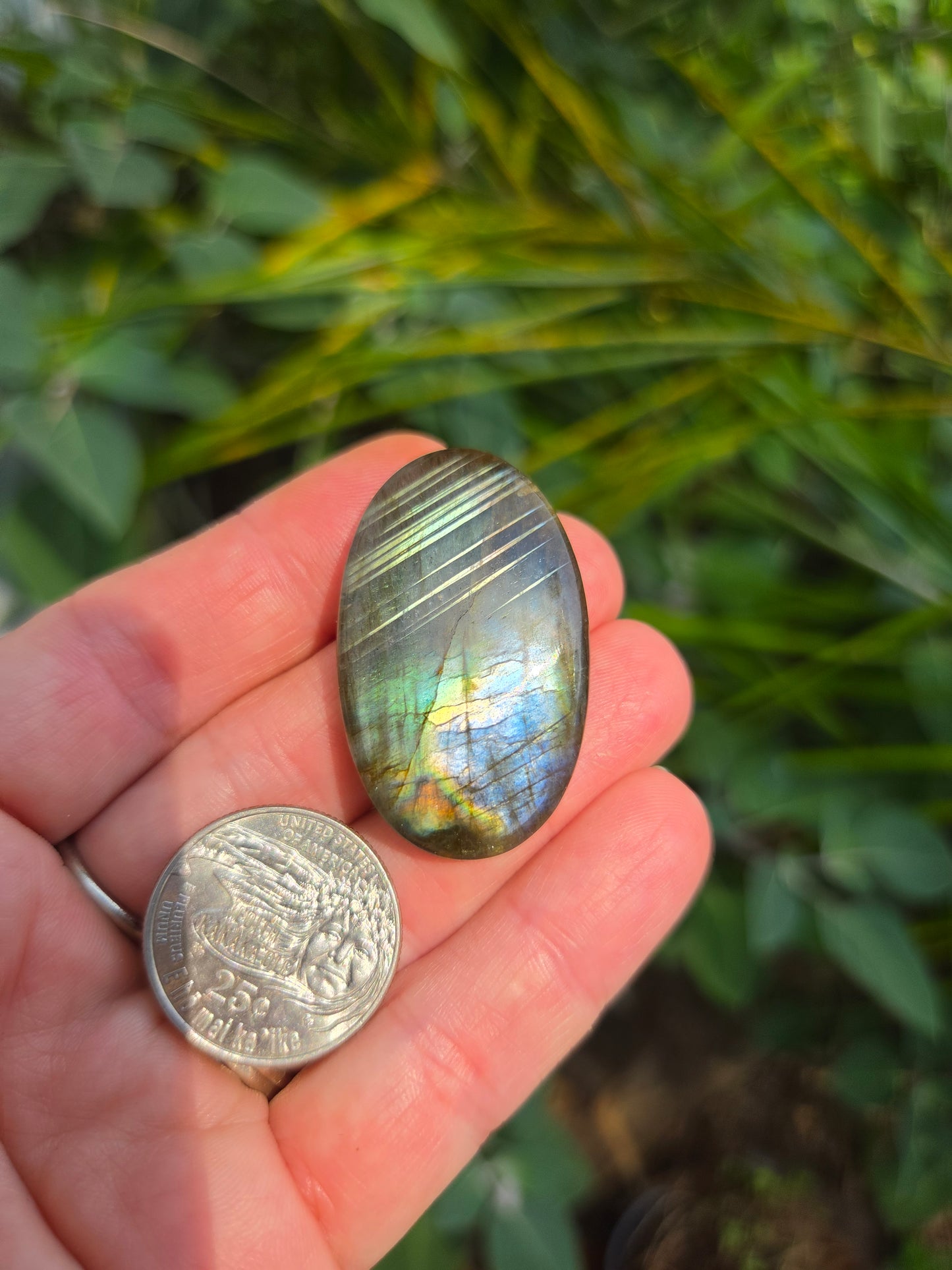 Labradorite Oval Cabochon 12.8g 40mm x 25mm Multi color flash