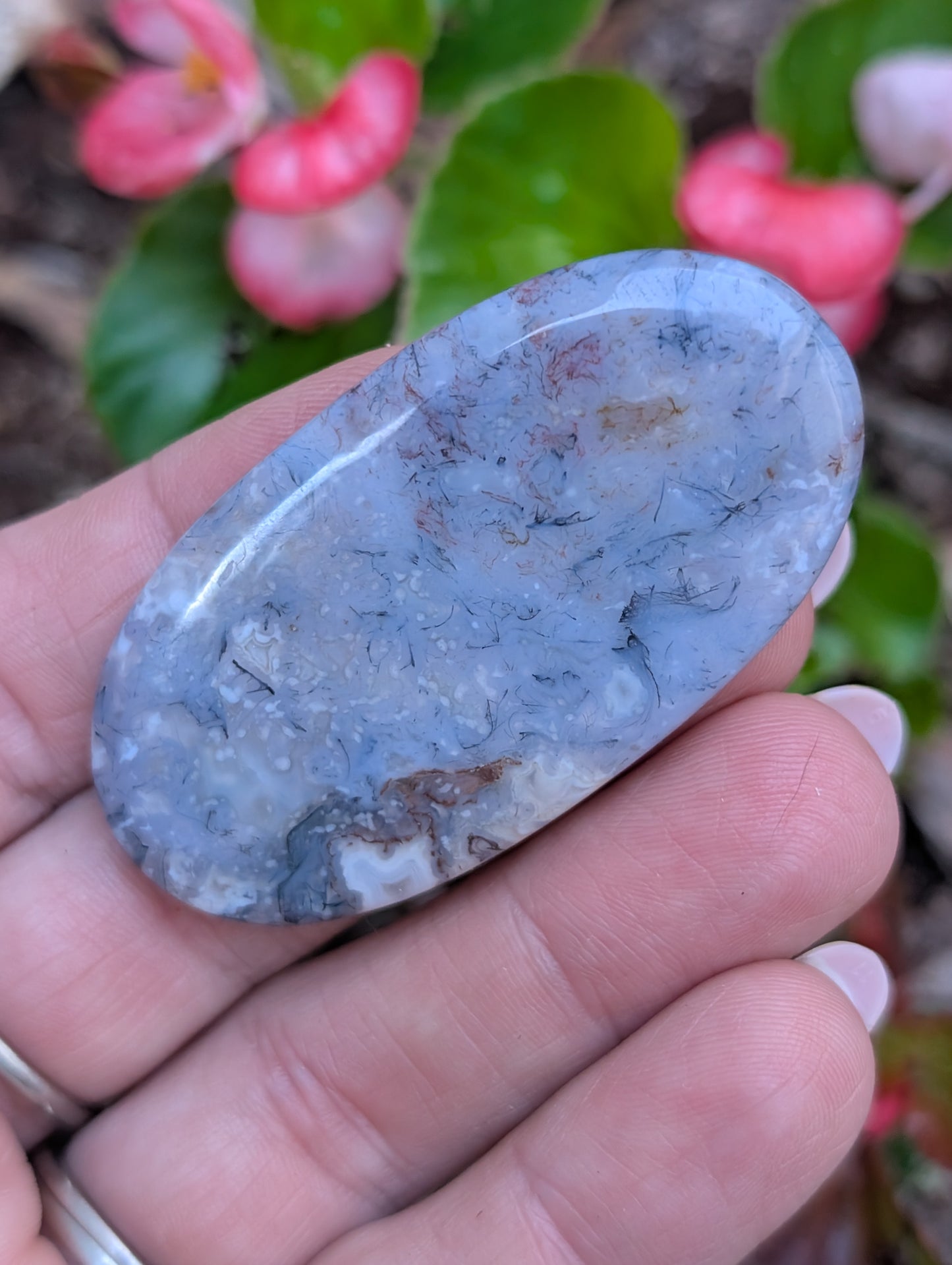 Moss agate cabochon. Large Oval. Green. 55mm x 29mm