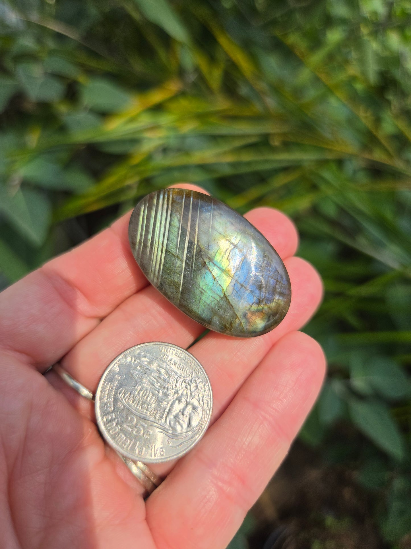 Labradorite Oval Cabochon 12.8g 40mm x 25mm Multi color flash