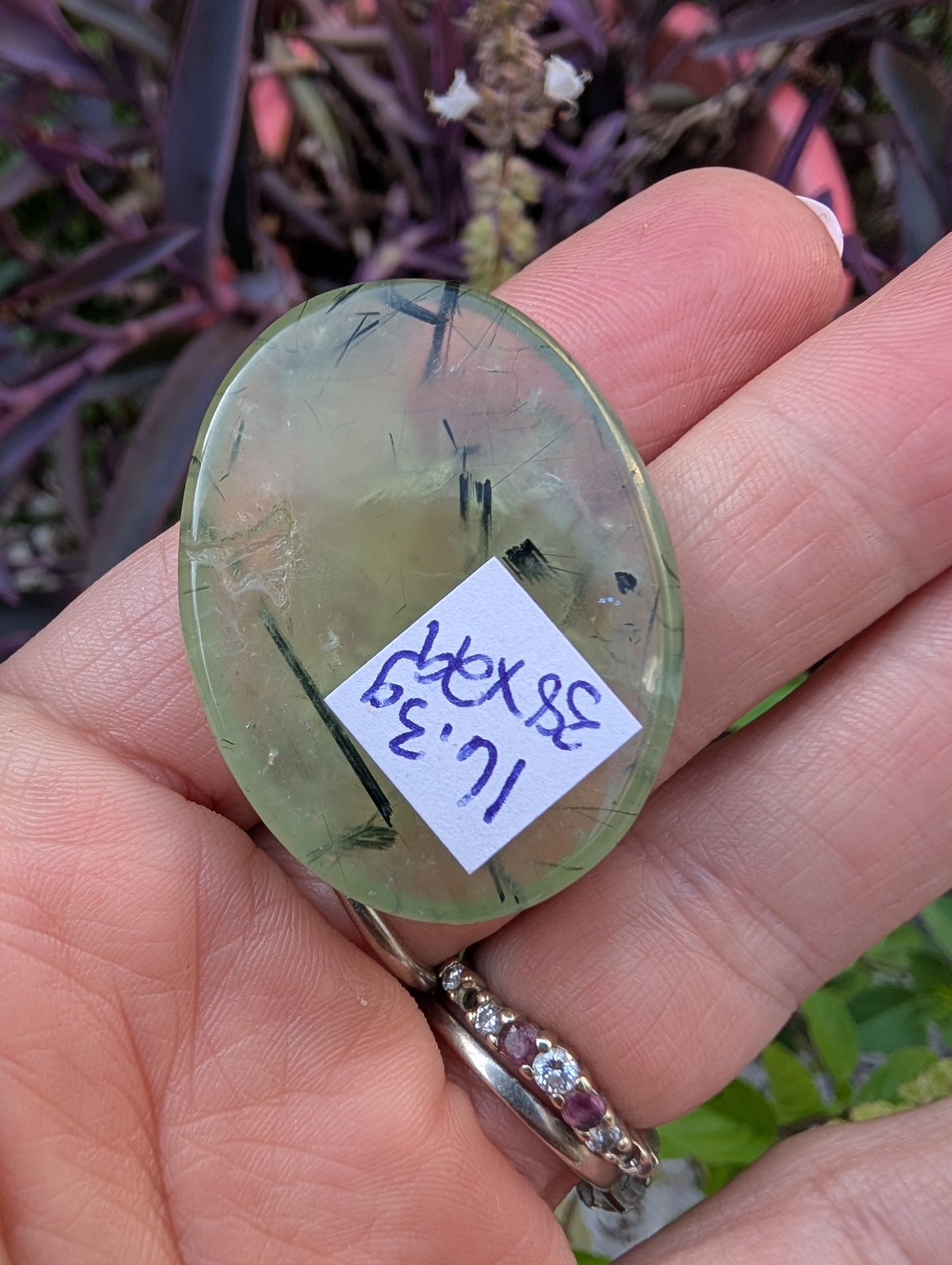 Phrenite cabochon. Oval . Green 38mm x 29mm