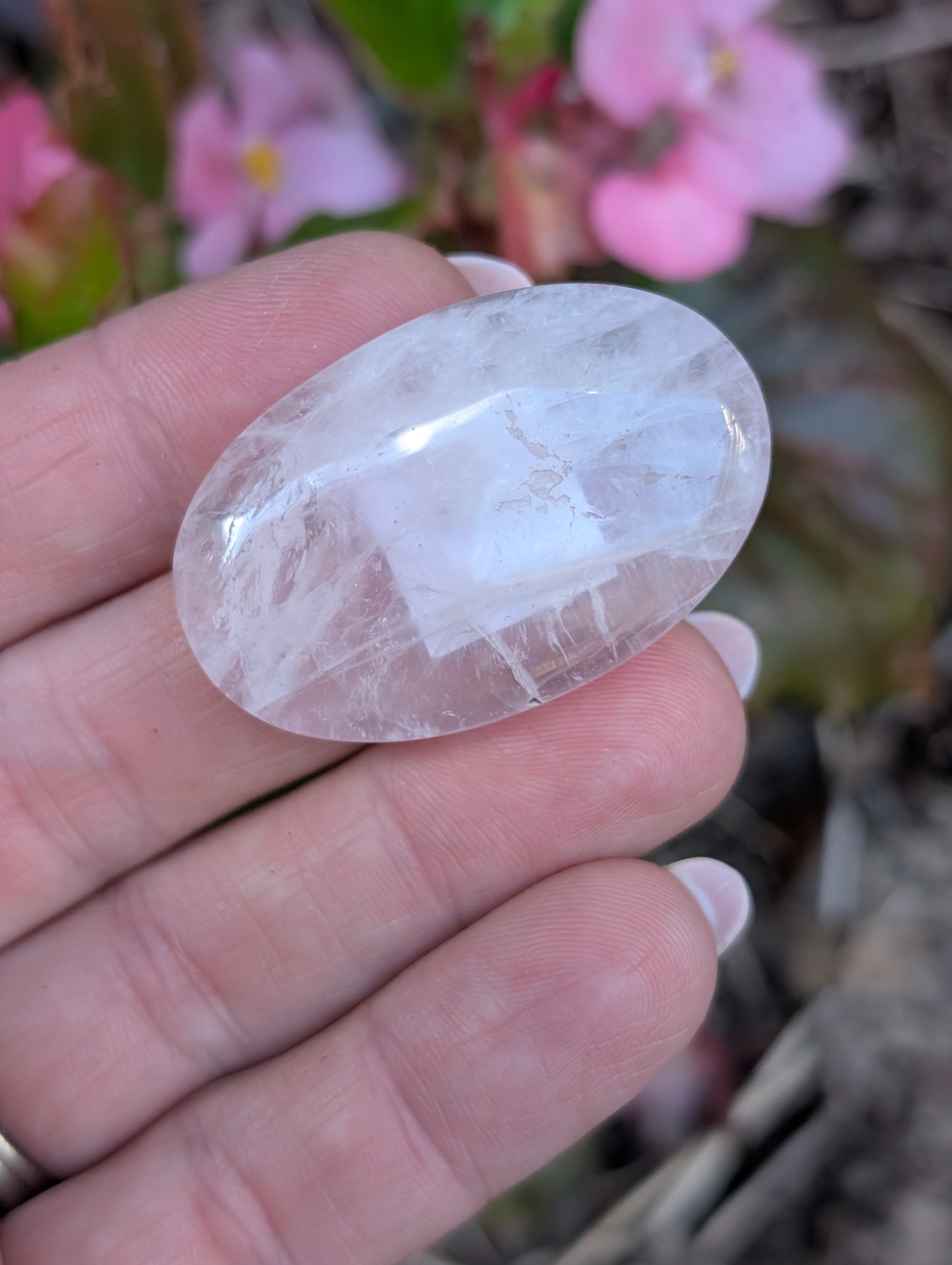 Rose quartz cabochon. Oval . Pink 39mm x 25mm