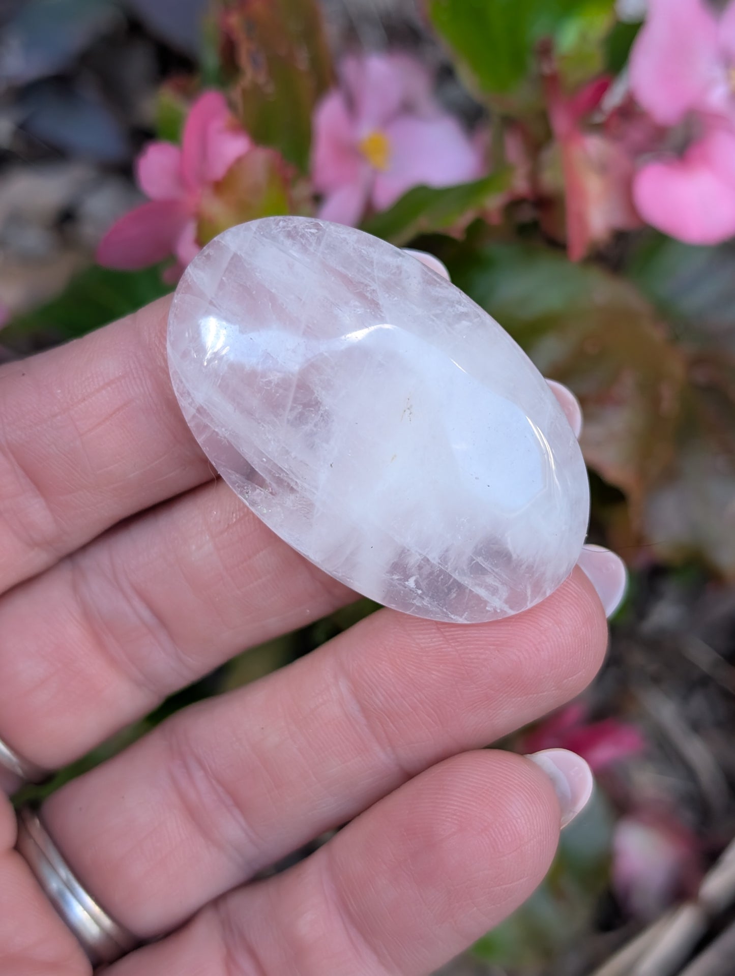 Rose quartz cabochon. Oval . Pink 43mm x 27mm