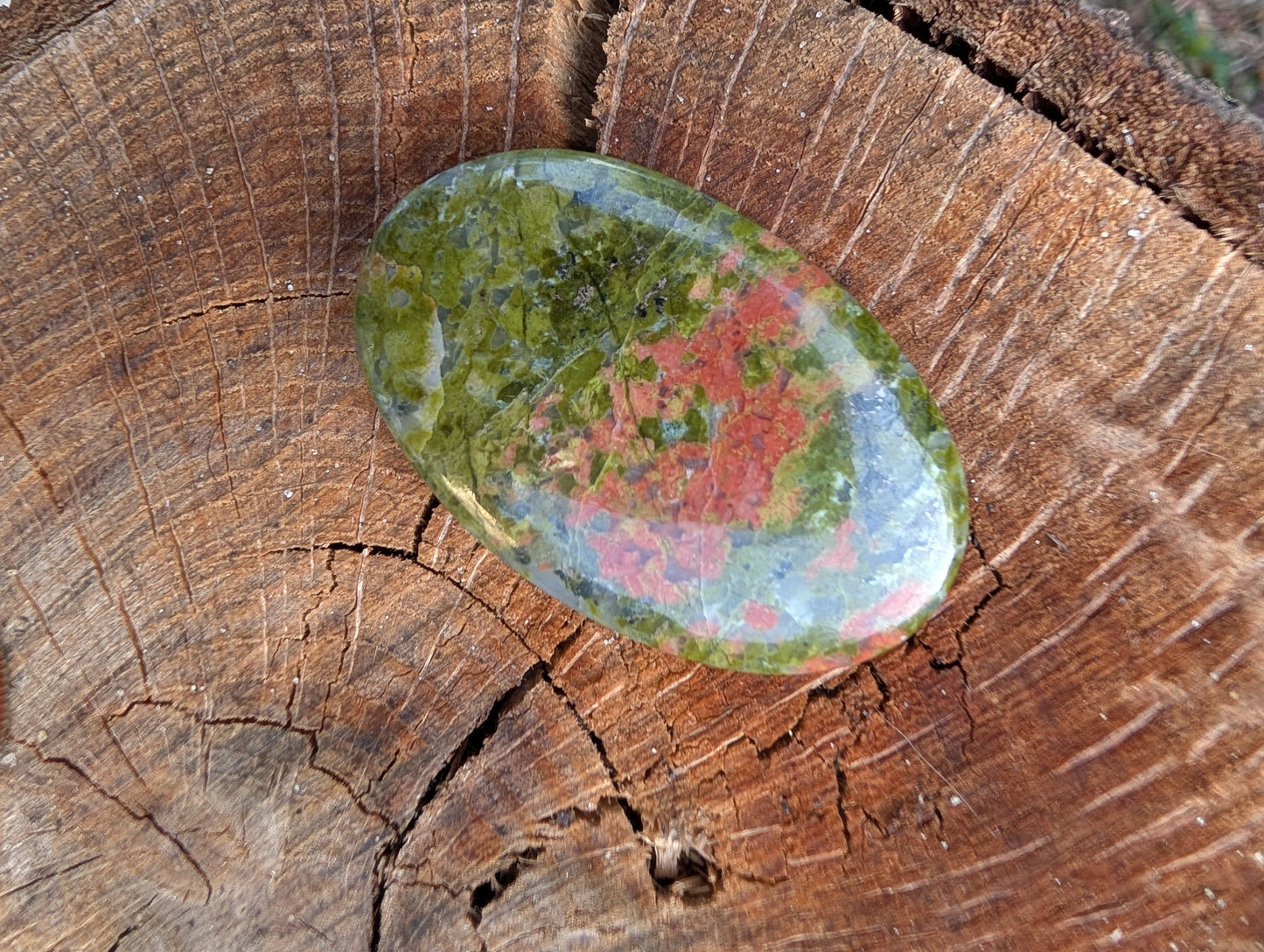 Unakite cabochon. Oval . Pink Green 44mm x 28mm