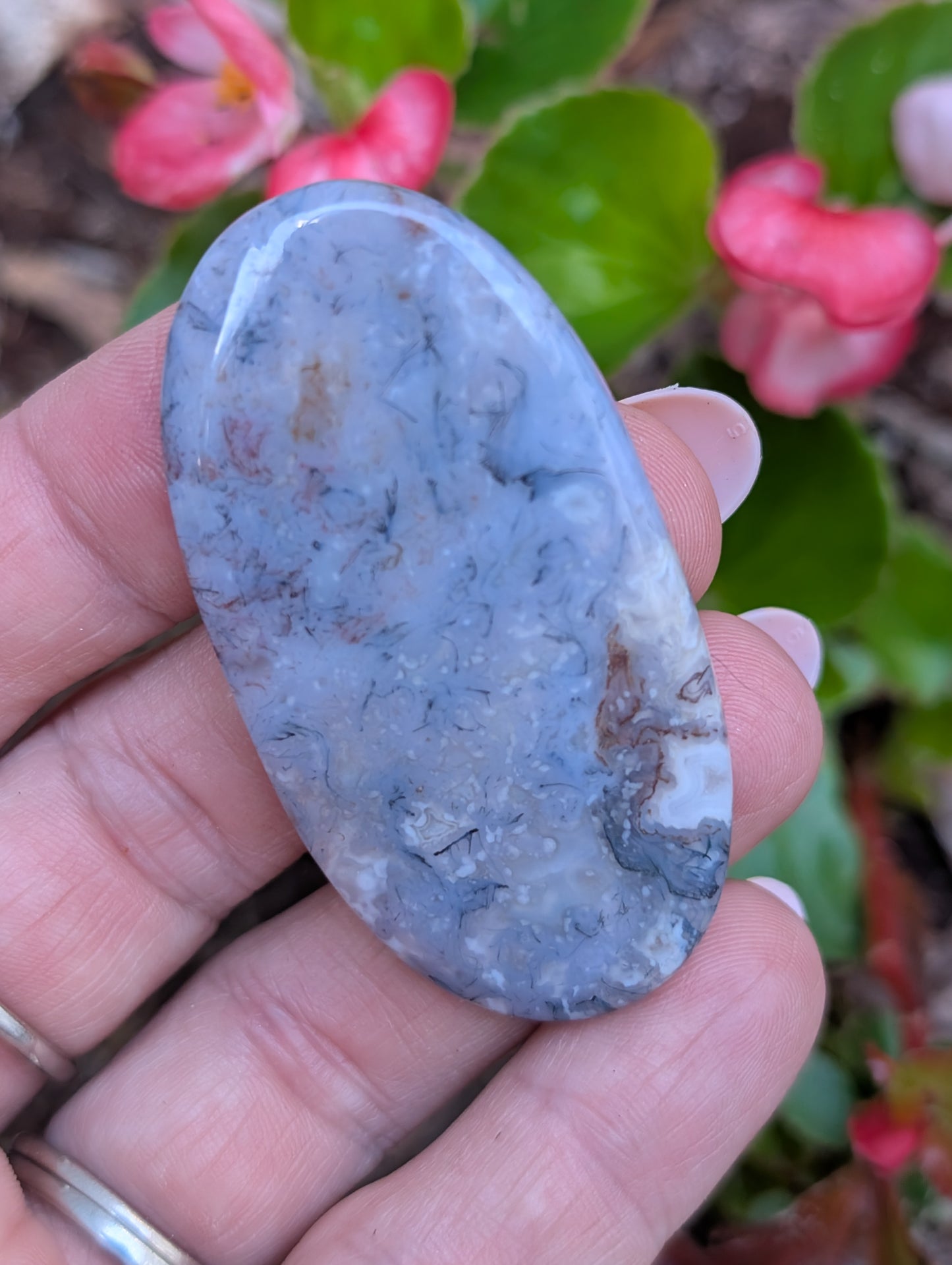 Moss agate cabochon. Large Oval. Green. 55mm x 29mm