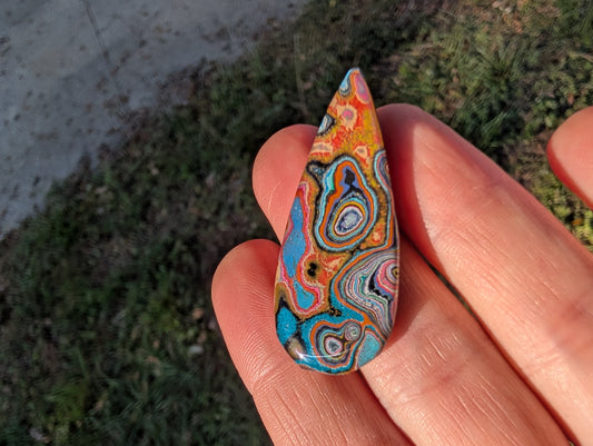 Graffiti Cabochon. multi color. Tear drop recycled wearable art jewelry making #2