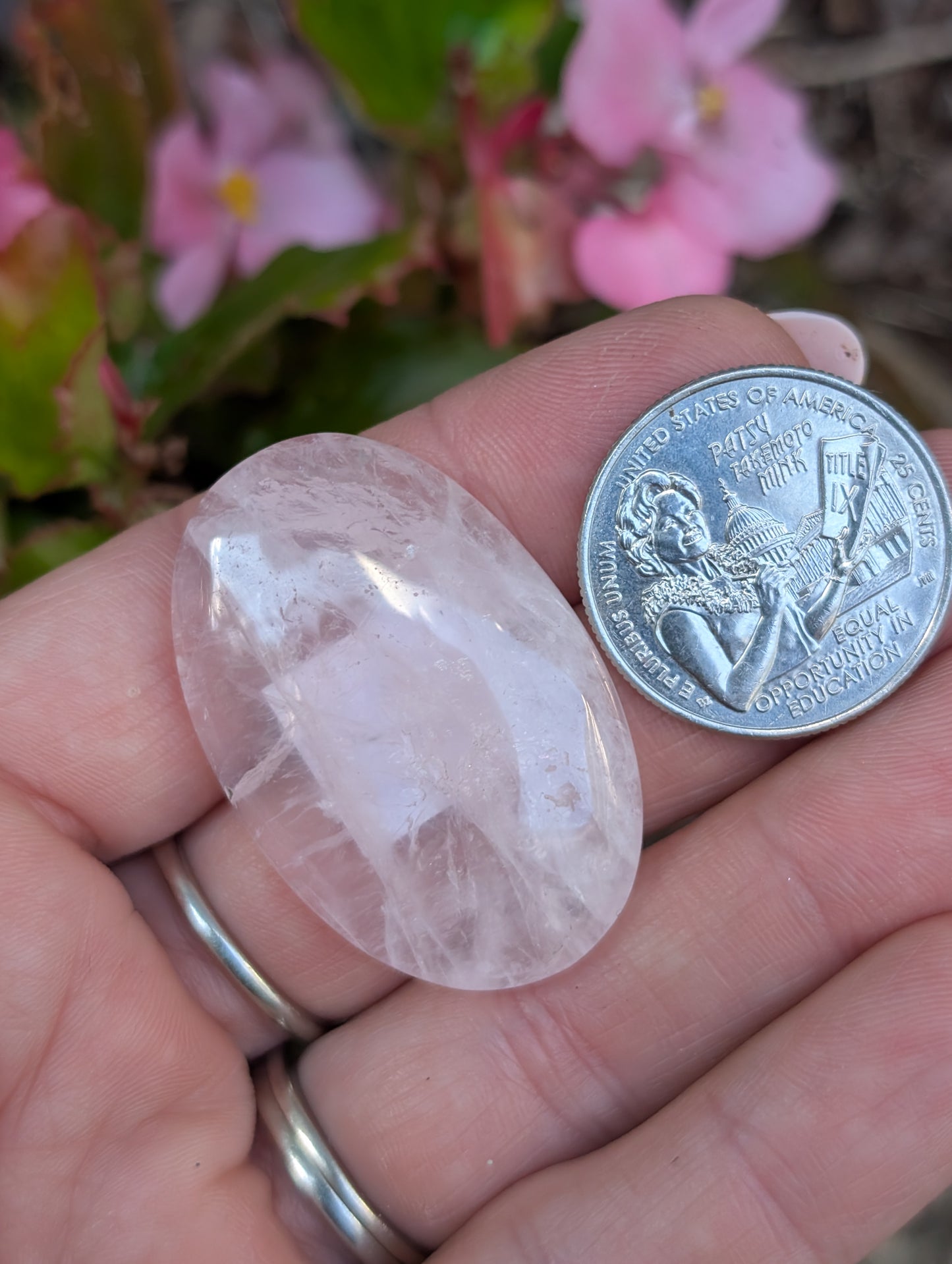 Rose quartz cabochon. Oval . Pink 39mm x 25mm